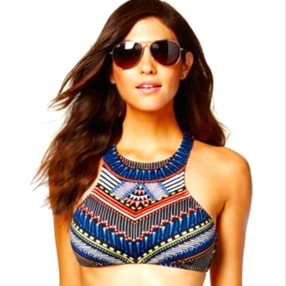 Bar III Tribal Print Vessi Halter Bikini Top